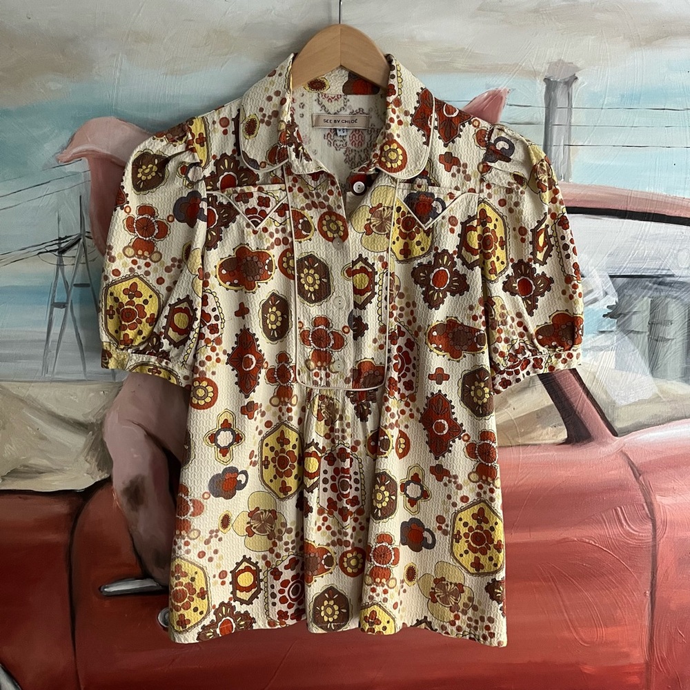 See By Chloe Retro Print Blouse